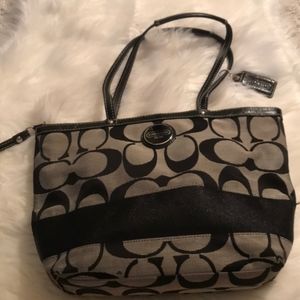 COACH EUC Signature C Bag Black Sparkle Metallic
